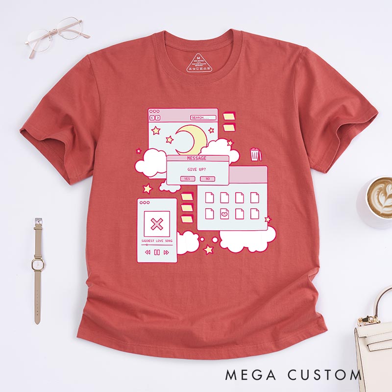 Personalized Kawaii Aesthetic Browser Classic T-Shirts Japanese Vaporwave Manga Comic Tshirt for Anime Lovers