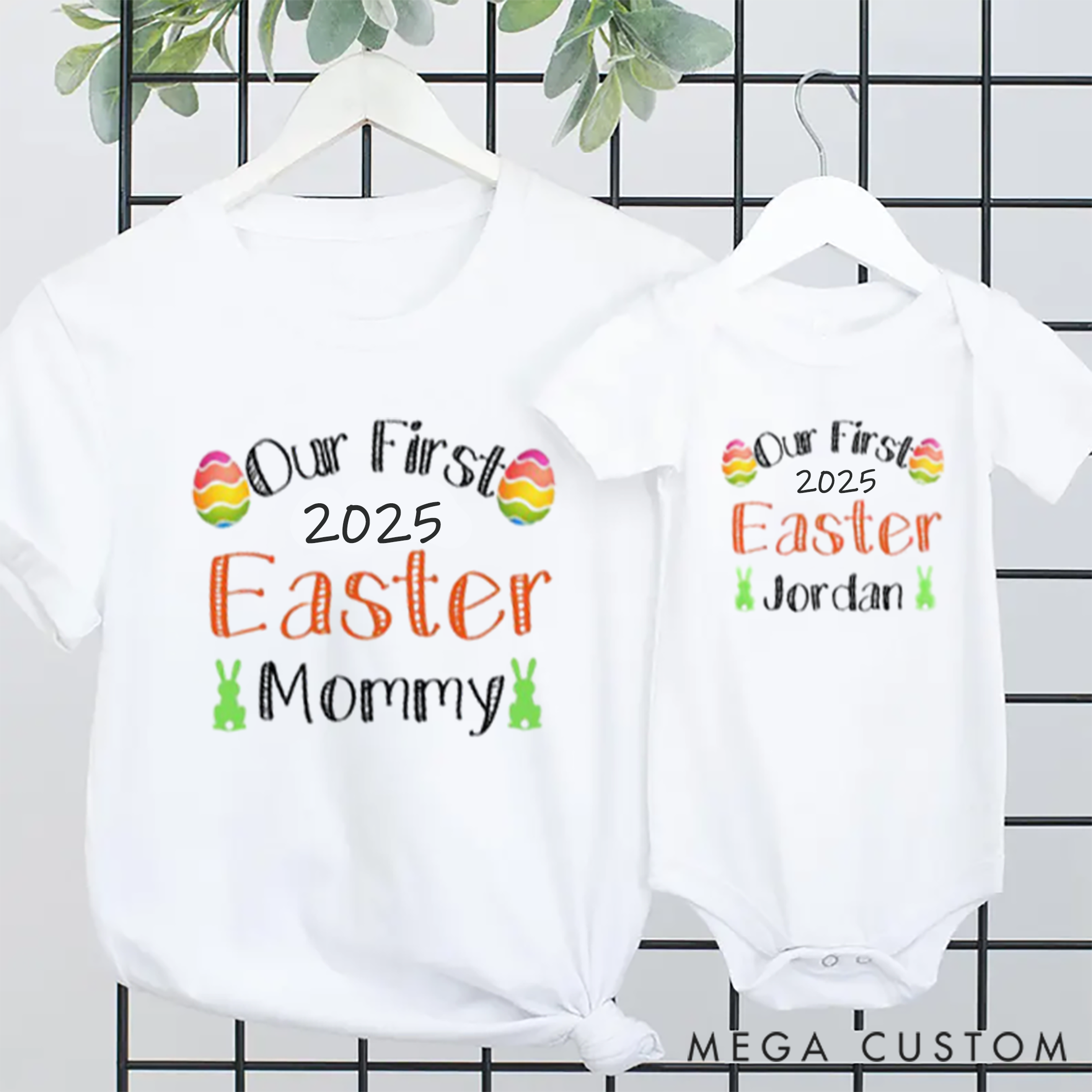 Personalized Mommy Daddy and Me First Easter Family Matching Outfit