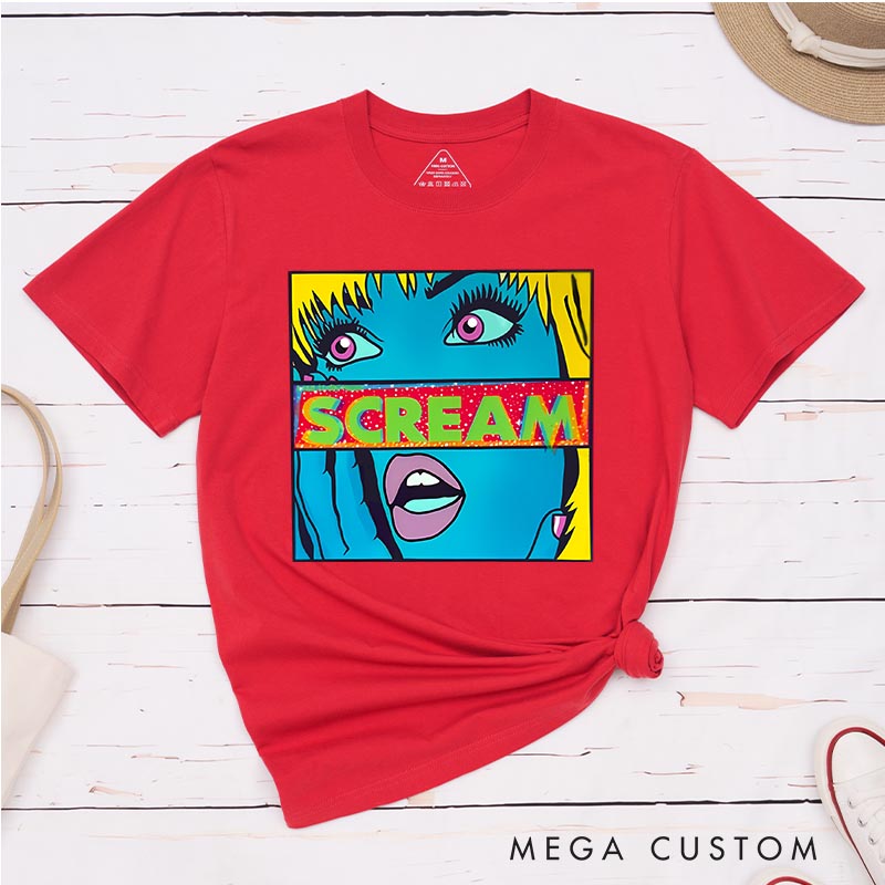 Personalized Pop Art Style Scream Classic T-Shirts Horror Movie Tshirt 80s Horror Movie Shirt