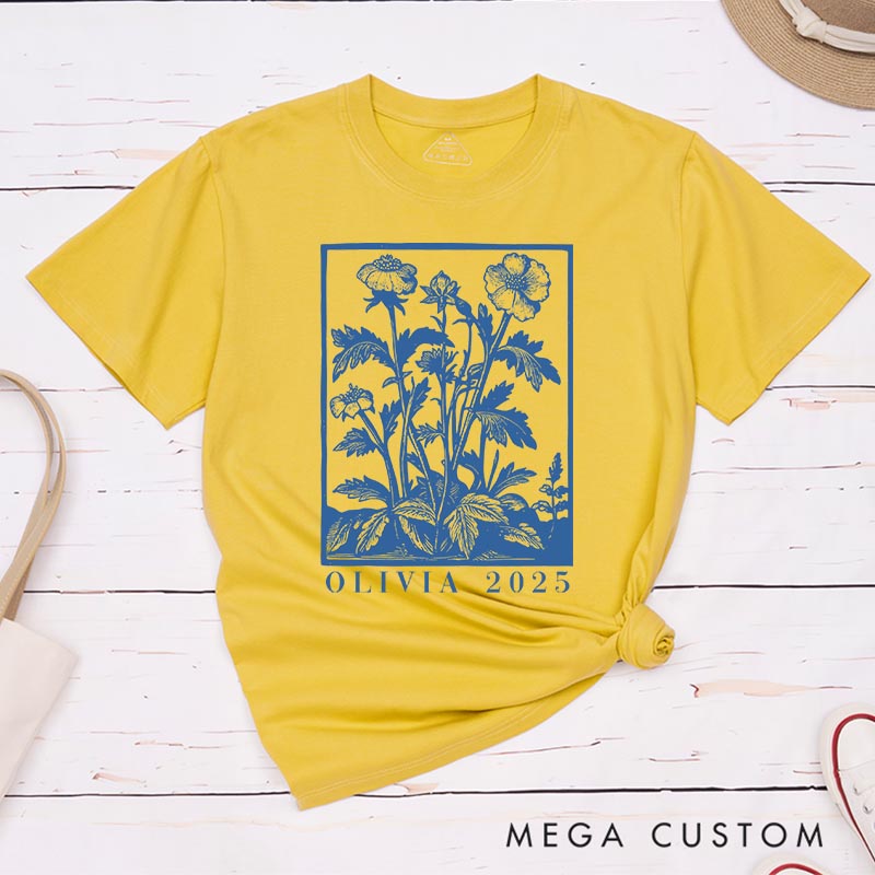 Personalized Vintage Wildflowers Graphic Artist Classic T-Shirts Retro Vintage Graphic Tshirt Art Lover Illustration Shirt