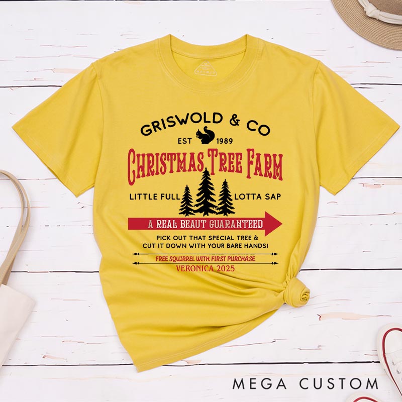 Personalized Christmas Tree Farm Movie Classic T-Shirts Vintage Holiday Movies Tshirt Family Movie Shirt