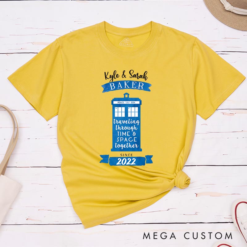 Personalized Couple Police Box Movie Classic T-Shirts Doctor TV Show Tshirt Geek Nerdy Shirt Valentines Day