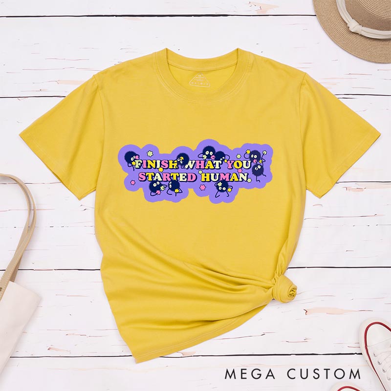 Personalized Anime Classic T-Shirts Finish What You Started Japanese Kawaii Tshirt for Anime Lovers Studio Inspired