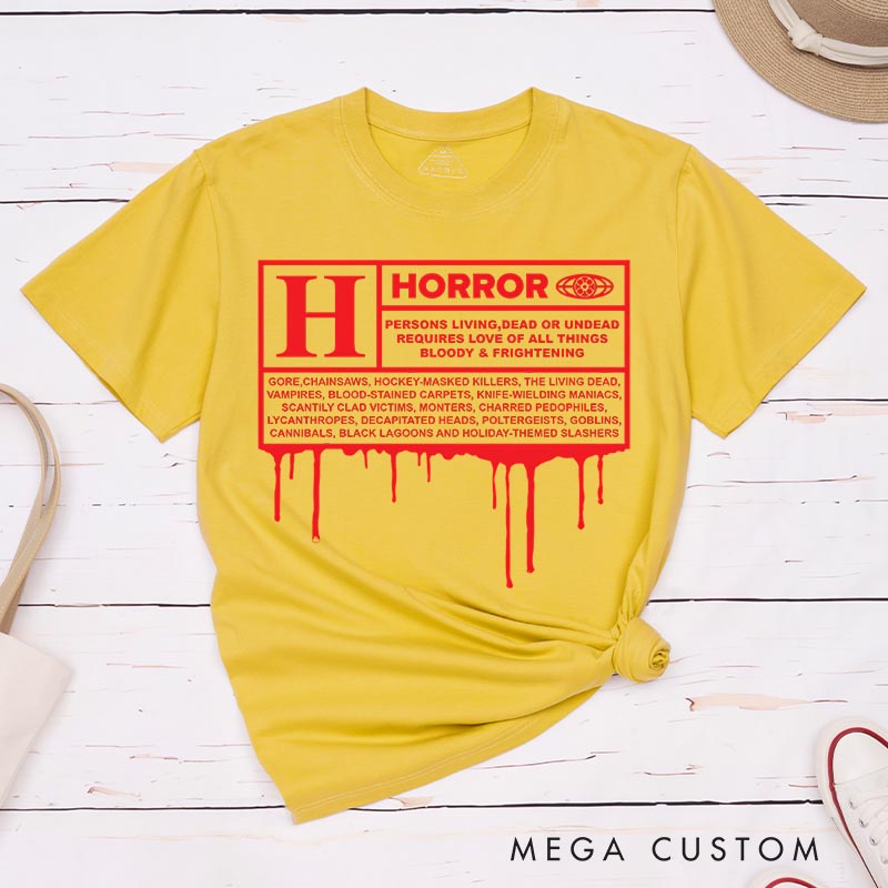 Personalized Horror Sign Classic T-Shirts Halloween Tshirt for Movie Lovers
