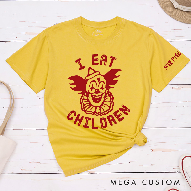 Personalized I Eat Children Classic T-Shirts Creepy Joker Tshirt Horror Halloween Shirt for Movie TV Lovers