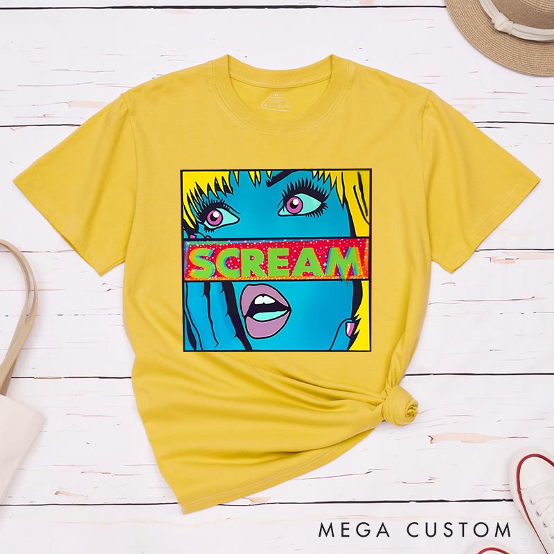 Personalized Pop Art Style Scream Classic T-Shirts Horror Movie Tshirt 80s Horror Movie Shirt