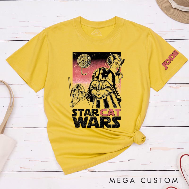 Personalized Cat Wars Classic T-Shirts Galaxy Tshirt for Cat Mom Dad Movie Lovers for Cat Mom Cat Dad Animal Lovers
