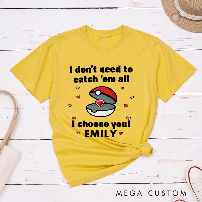 Personalized I Choose You Anime Couple Classic T-Shirts Video Game Tshirt for Gamers Anime Lovers Valentine's Day