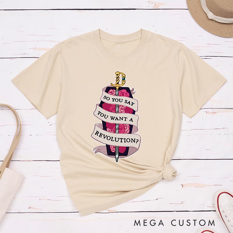 Personalized Anime Want a Revolution Classic T-Shirts Feminist Japanese Manga Comic Tshirt for Anime Lovers