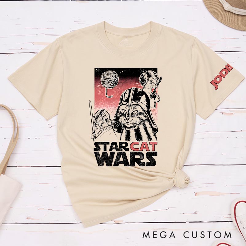 Personalized Cat Wars Classic T-Shirts Galaxy Tshirt for Cat Mom Dad Movie Lovers for Cat Mom Cat Dad Animal Lovers