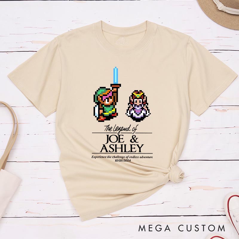 Personalized the Legend of You Couple Anniversary Classic T-Shirts Video Game Tshirt Geek Gaming Nerd Shirt Valentine's Day
