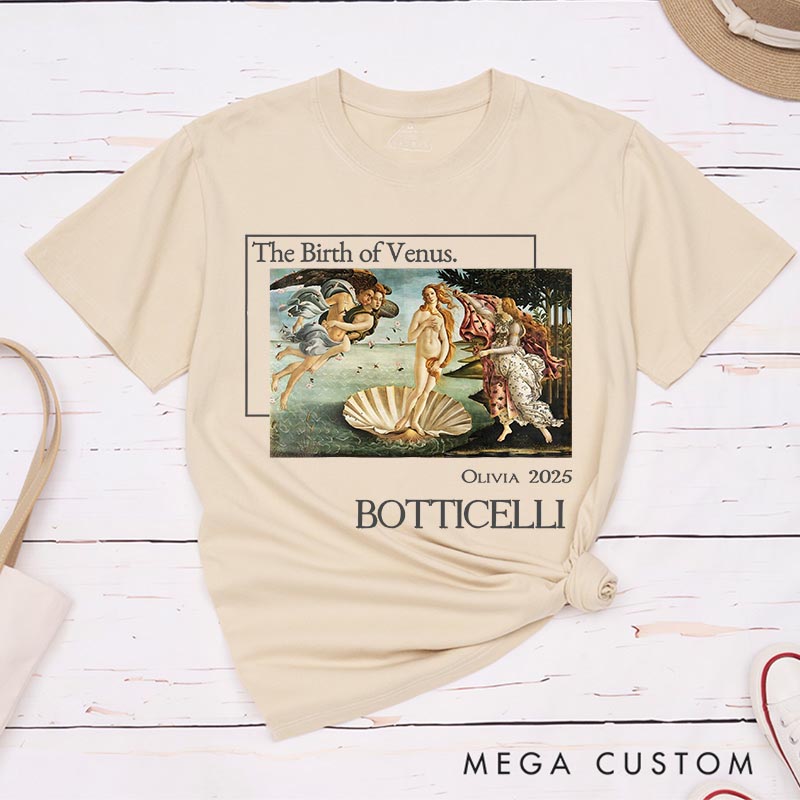 Personalized The Birth of venus Artist Classic T-Shirts Painting Impressionism Tshirt Artsy Aesthetic Famous Painter Art Lover Shirt