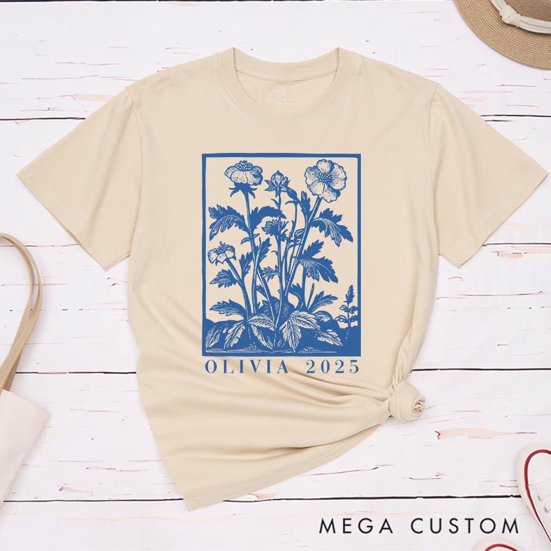 Personalized Vintage Wildflowers Graphic Artist Classic T-Shirts Retro Vintage Graphic Tshirt Art Lover Illustration Shirt