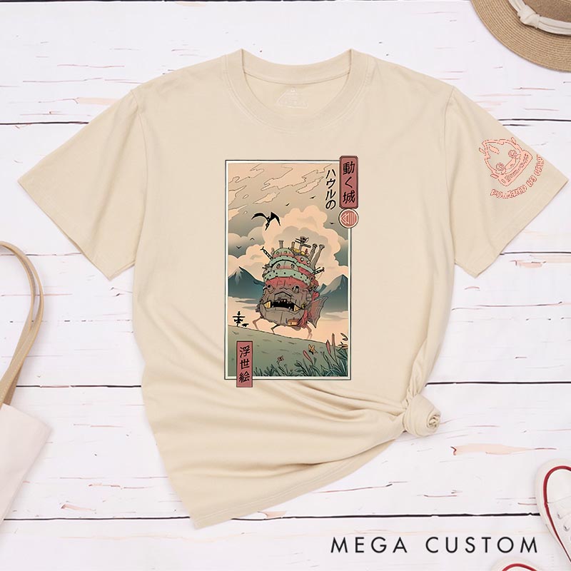 Personalized Castle Classic T-Shirts Japanese Ukiyo-e style Shirt  Japanese Manga Comic Tshirt for Anime Lovers