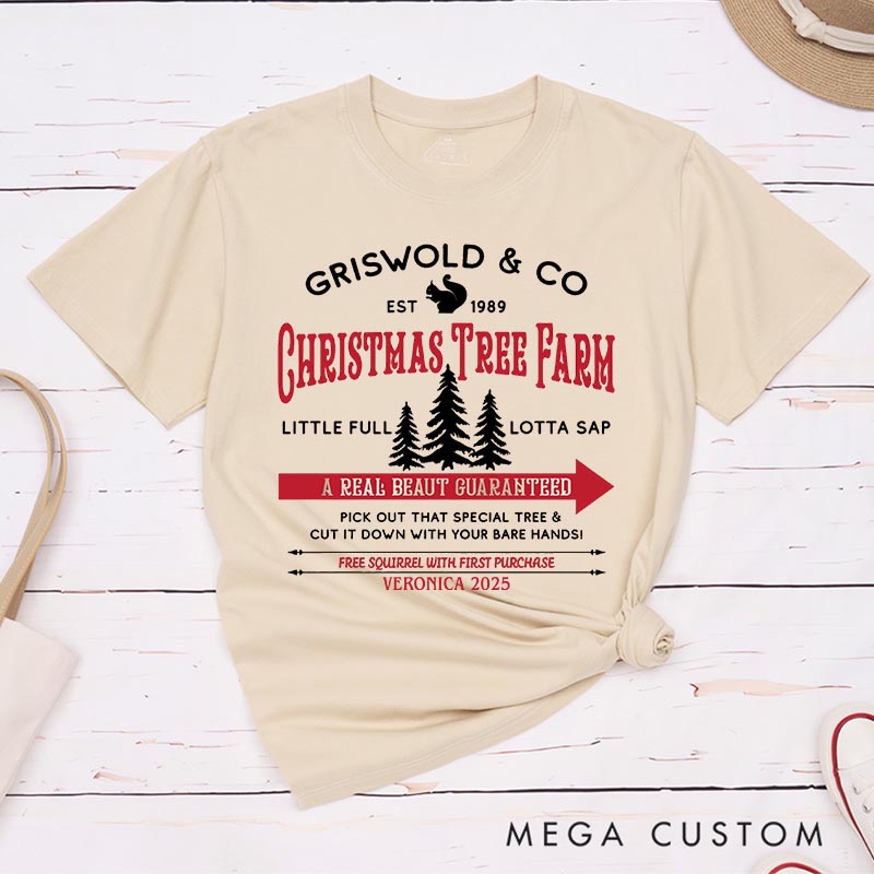 Personalized Christmas Tree Farm Movie Classic T-Shirts Vintage Holiday Movies Tshirt Family Movie Shirt