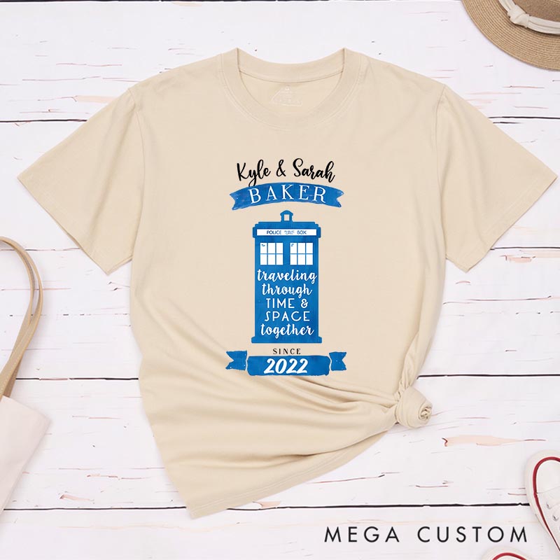 Personalized Couple Police Box Movie Classic T-Shirts Doctor TV Show Tshirt Geek Nerdy Shirt Valentines Day