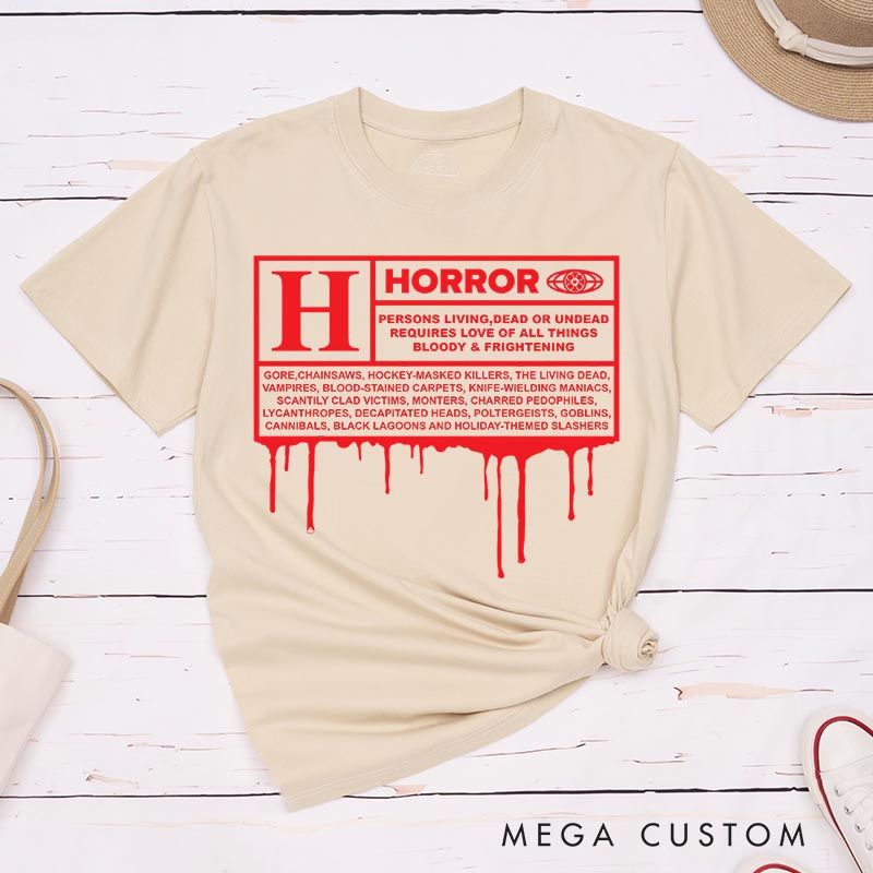 Personalized Horror Sign Classic T-Shirts Halloween Tshirt for Movie Lovers