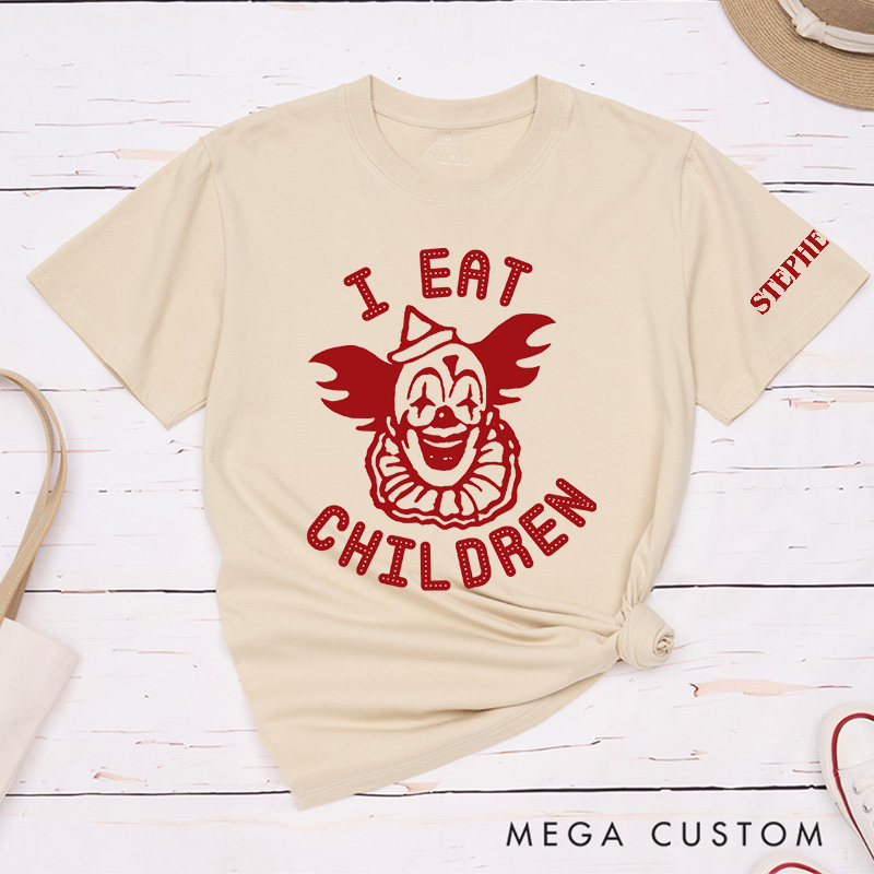 Personalized I Eat Children Classic T-Shirts Creepy Joker Tshirt Horror Halloween Shirt for Movie TV Lovers