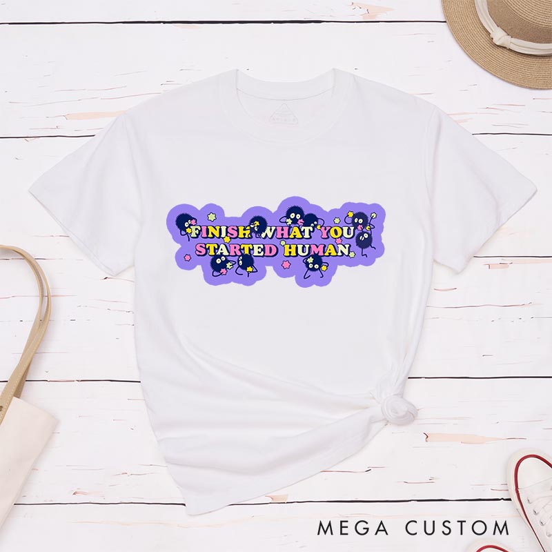 Personalized Anime Classic T-Shirts Finish What You Started Japanese Kawaii Tshirt for Anime Lovers Studio Inspired