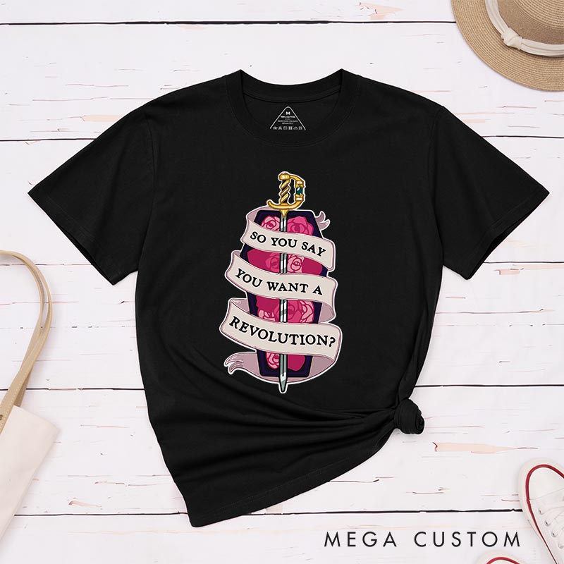 Personalized Anime Want a Revolution Classic T-Shirts Feminist Japanese Manga Comic Tshirt for Anime Lovers