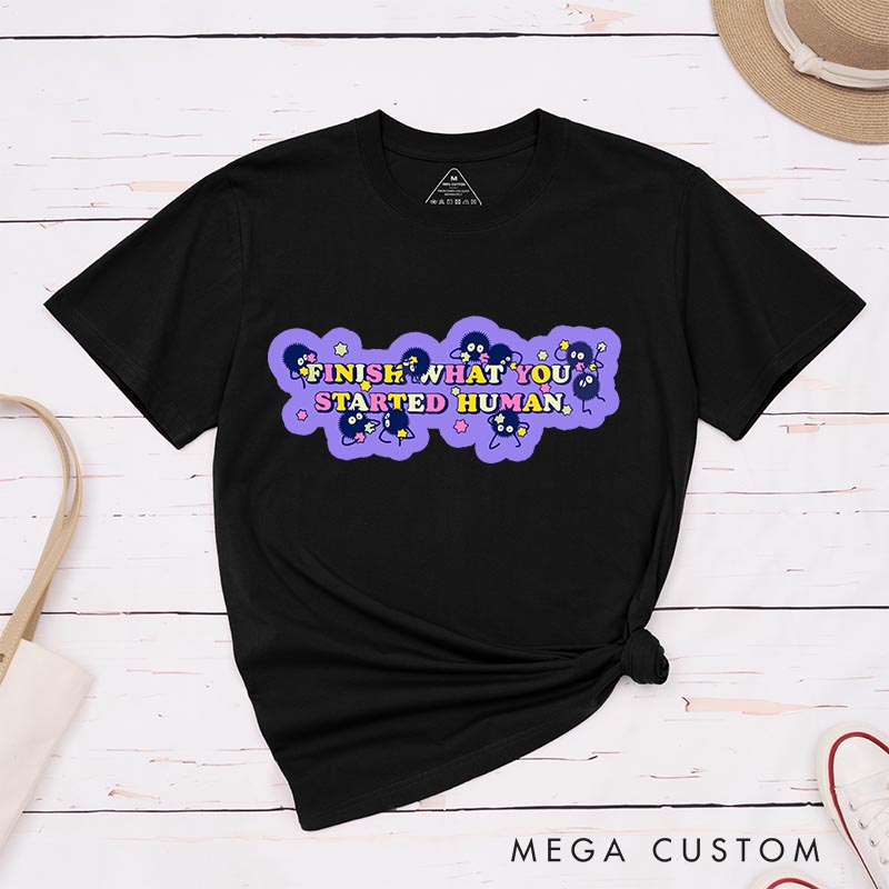 Personalized Anime Classic T-Shirts Finish What You Started Japanese Kawaii Tshirt for Anime Lovers Studio Inspired