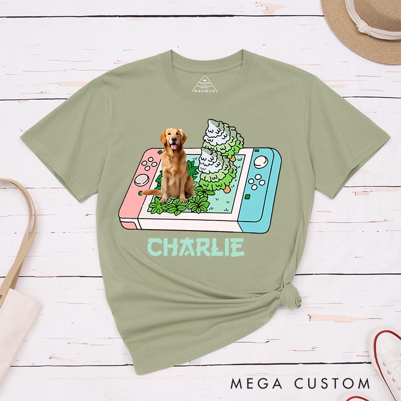 Personalized Cute Pet Gamer Classic T-Shirts for Dog Dad Mom Gaming Anime Lovers Video Game Shirt