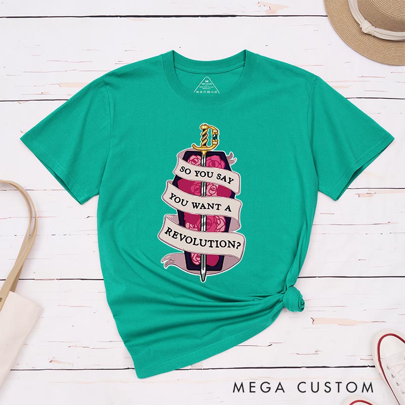 Personalized Anime Want a Revolution Classic T-Shirts Feminist Japanese Manga Comic Tshirt for Anime Lovers