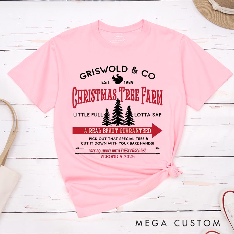 Personalized Christmas Tree Farm Movie Classic T-Shirts Vintage Holiday Movies Tshirt Family Movie Shirt