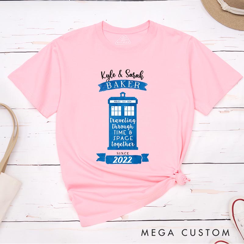 Personalized Couple Police Box Movie Classic T-Shirts Doctor TV Show Tshirt Geek Nerdy Shirt Valentines Day