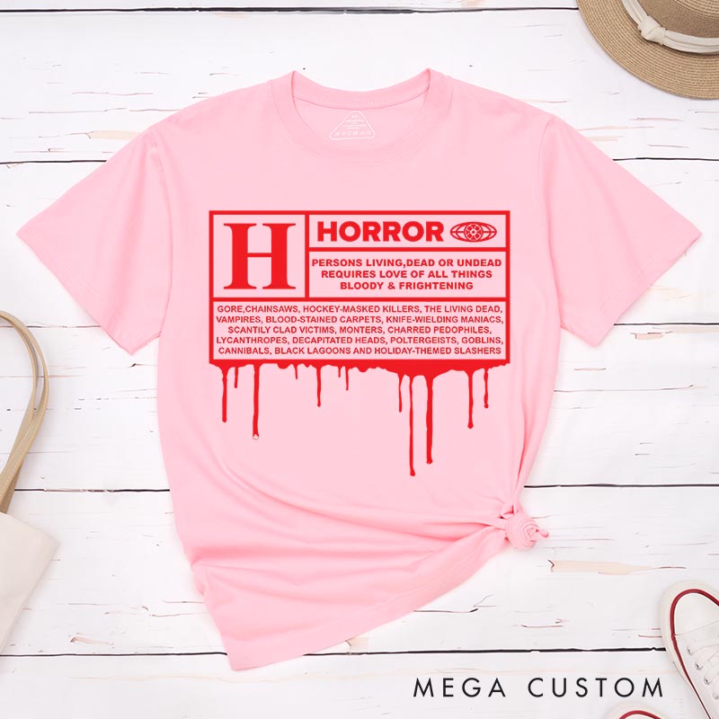 Personalized Horror Sign Classic T-Shirts Halloween Tshirt for Movie Lovers
