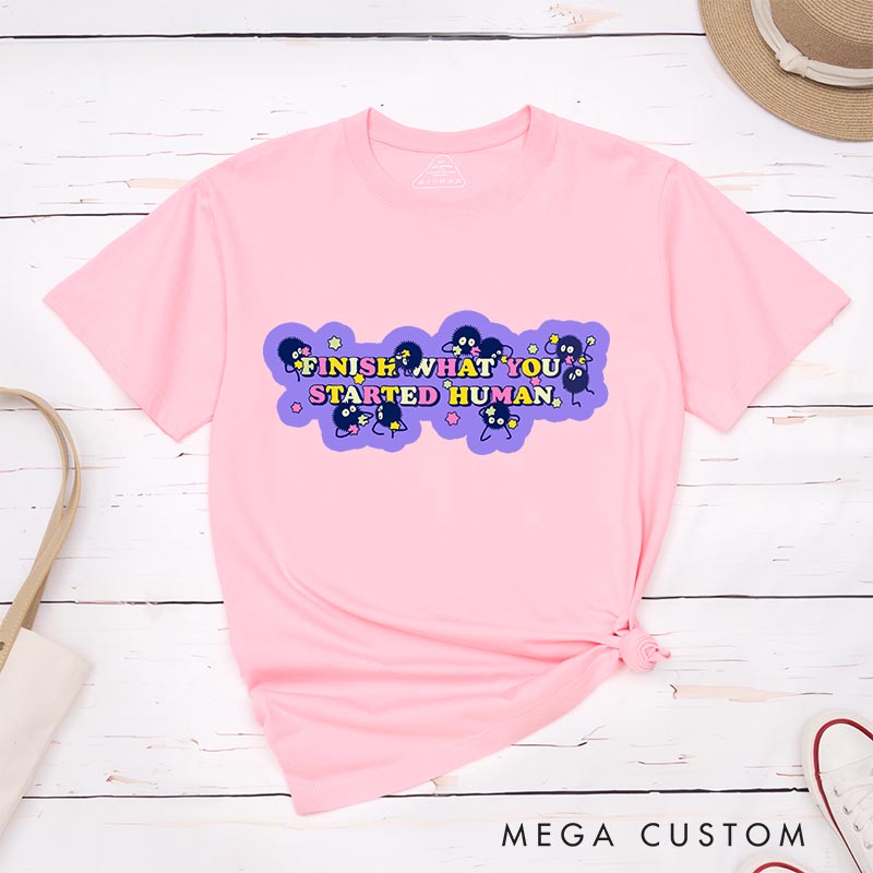 Personalized Anime Classic T-Shirts Finish What You Started Japanese Kawaii Tshirt for Anime Lovers Studio Inspired