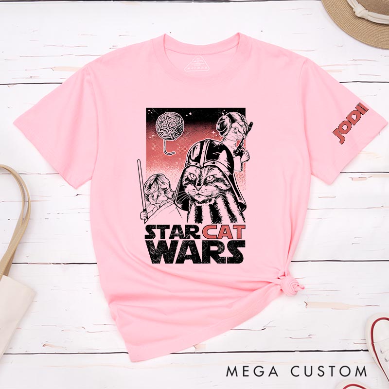 Personalized Cat Wars Classic T-Shirts Galaxy Tshirt for Cat Mom Dad Movie Lovers for Cat Mom Cat Dad Animal Lovers