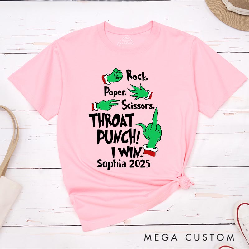 Personalized Throat Punch Funny Christmas Movie Classic T-Shirts Holiday Tshirt Christmas Gift
