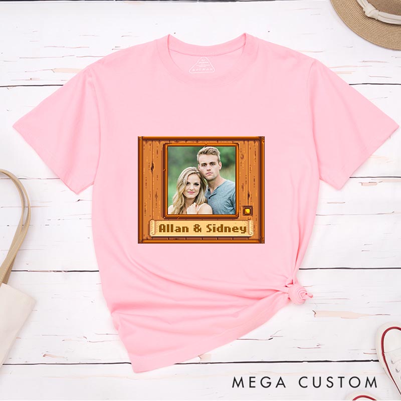 Personalized Pixel Couple Photo Game Classic T-Shirts Farming Gamer Tshirt Valley Geek Gaming Nerd Shirt