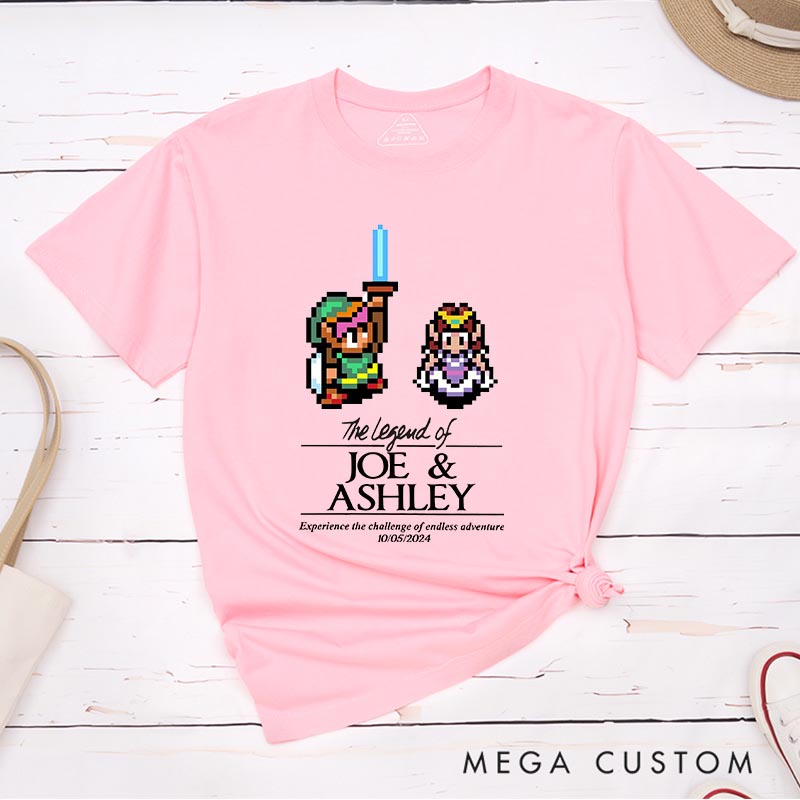 Personalized the Legend of You Couple Anniversary Classic T-Shirts Video Game Tshirt Geek Gaming Nerd Shirt Valentine's Day