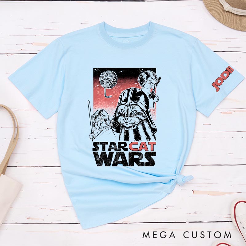 Personalized Cat Wars Classic T-Shirts Galaxy Tshirt for Cat Mom Dad Movie Lovers for Cat Mom Cat Dad Animal Lovers