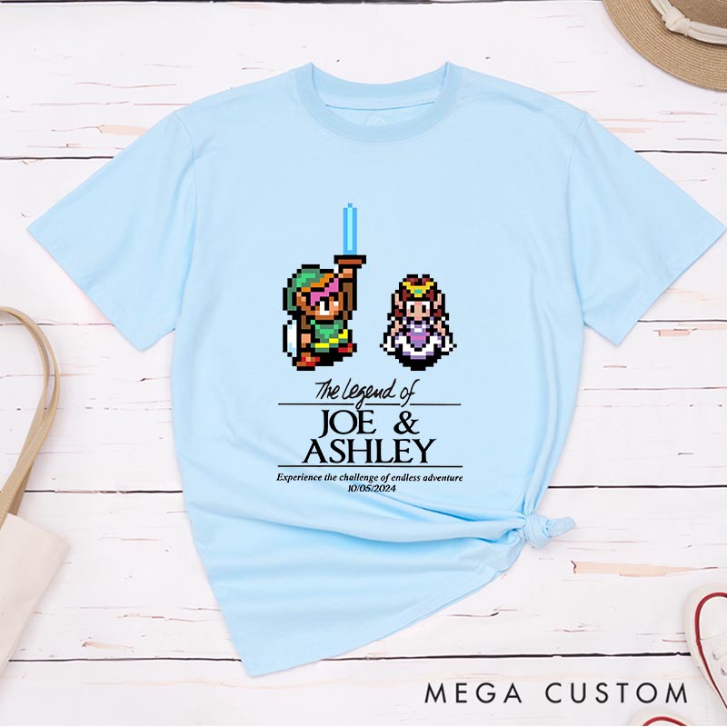 Personalized the Legend of You Couple Anniversary Classic T-Shirts Video Game Tshirt Geek Gaming Nerd Shirt Valentine's Day