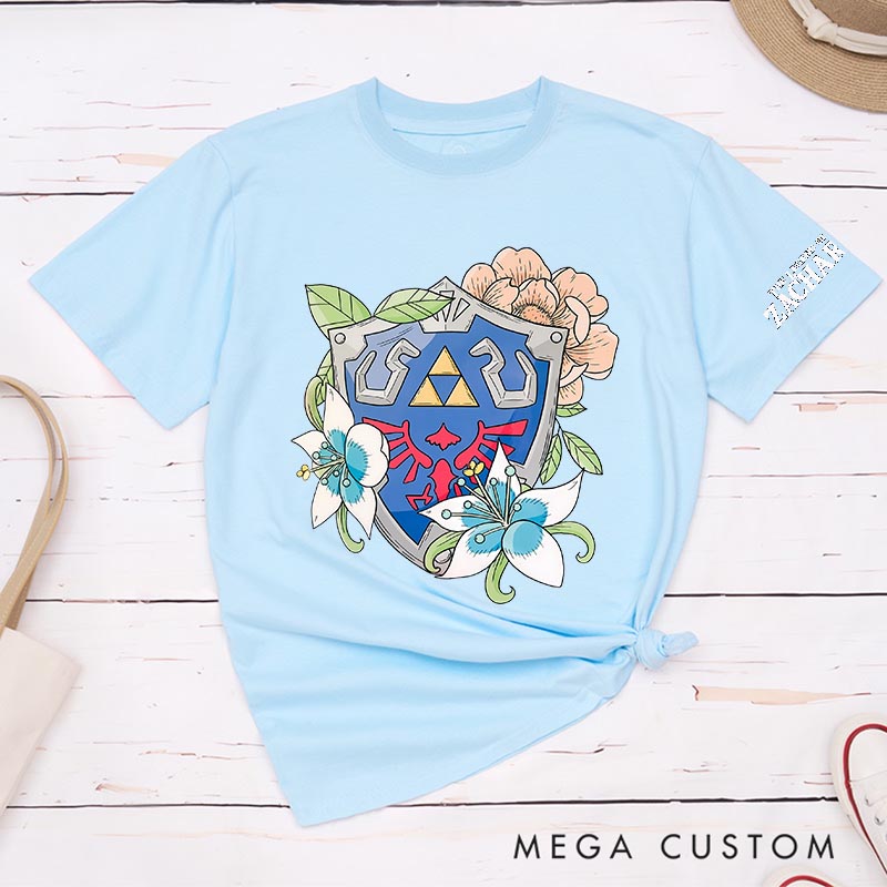 Personalized shield Classic T-Shirts Video Game Tshirt Geek Gaming Nerd Shirt for Him and Her