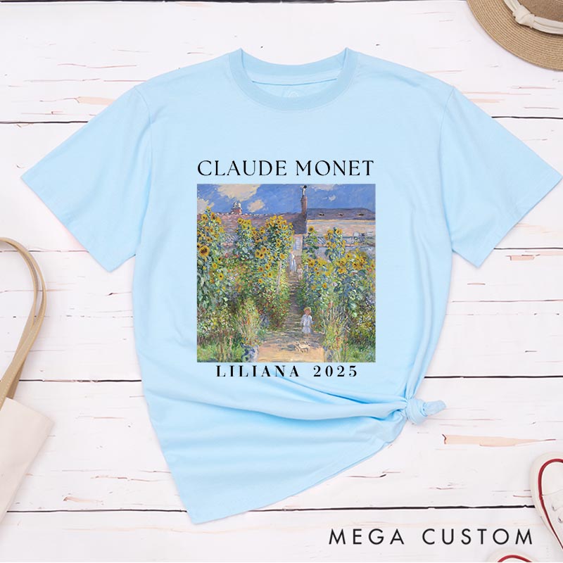 Personalized Claude Monet The Artist's Garden Classic T-Shirts Painting Impressionism Tshirt Artsy Aesthetic Famous Painter Art Lover Shirt