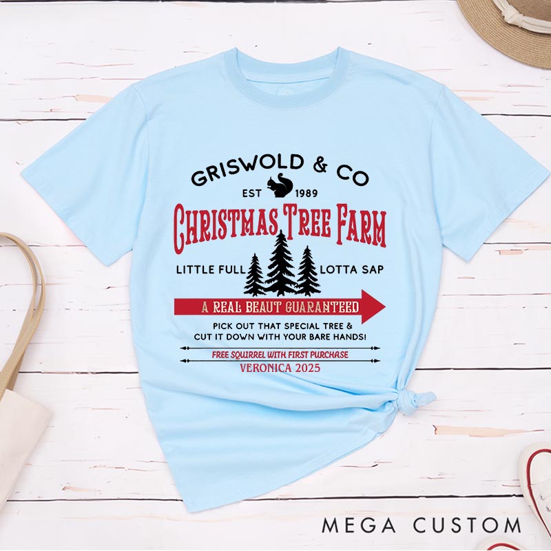 Personalized Christmas Tree Farm Movie Classic T-Shirts Vintage Holiday Movies Tshirt Family Movie Shirt