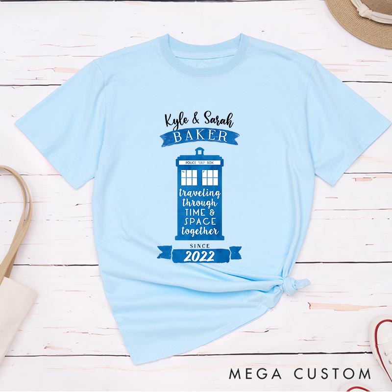 Personalized Couple Police Box Movie Classic T-Shirts Doctor TV Show Tshirt Geek Nerdy Shirt Valentines Day