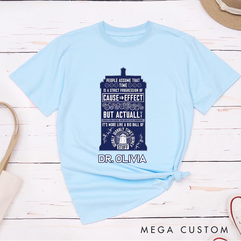 Personalized Police Box Time Machine Movie Classic T-Shirts Doctor TV Show Tshirt Geek Nerdy Shirt