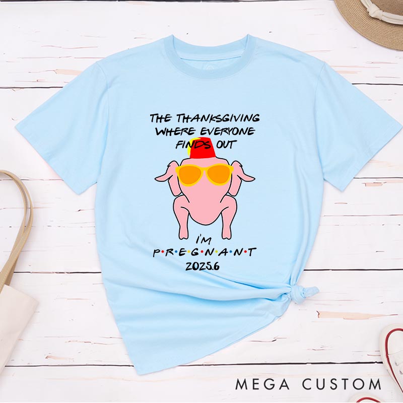 Personalized Pregnant Thanksgiving TV Show Classic T-Shirts Vintage Holiday Movies Tshirt Family Movie Shirt