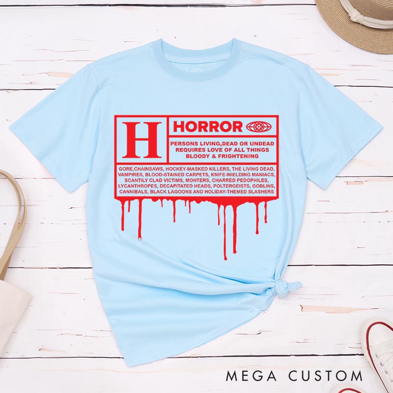 Personalized Horror Sign Classic T-Shirts Halloween Tshirt for Movie Lovers
