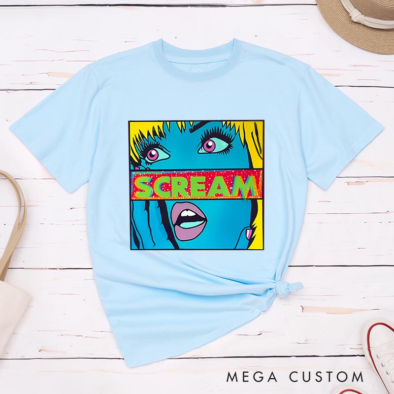 Personalized Pop Art Style Scream Classic T-Shirts Horror Movie Tshirt 80s Horror Movie Shirt
