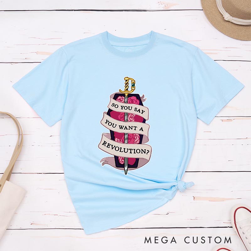 Personalized Anime Want a Revolution Classic T-Shirts Feminist Japanese Manga Comic Tshirt for Anime Lovers