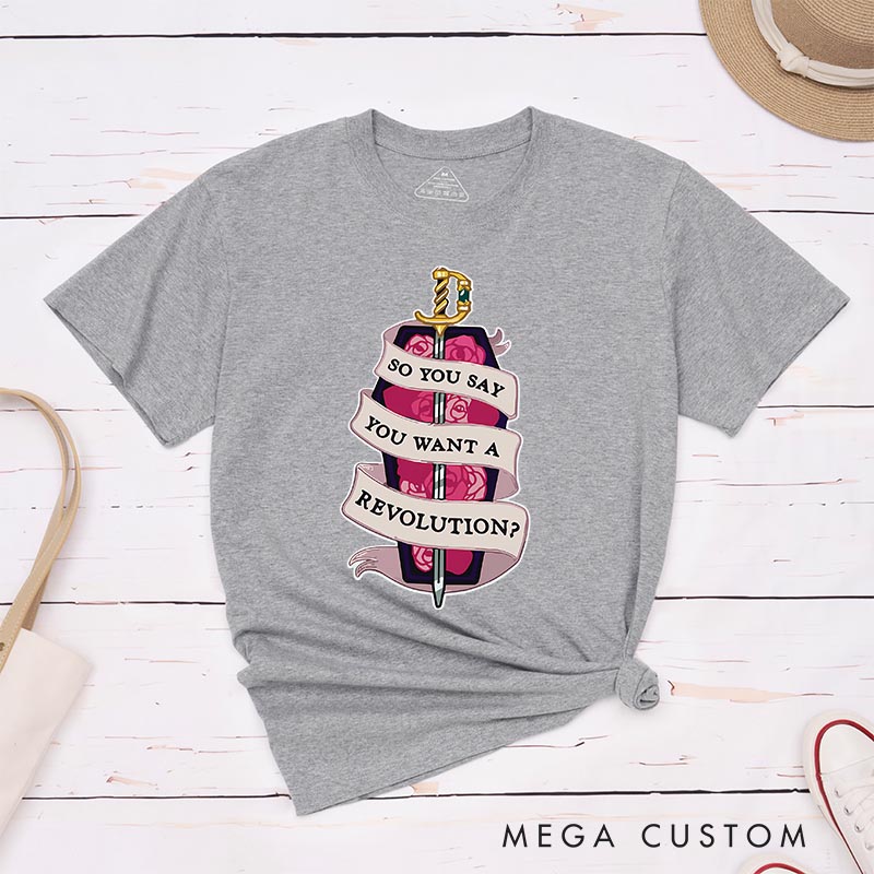 Personalized Anime Want a Revolution Classic T-Shirts Feminist Japanese Manga Comic Tshirt for Anime Lovers