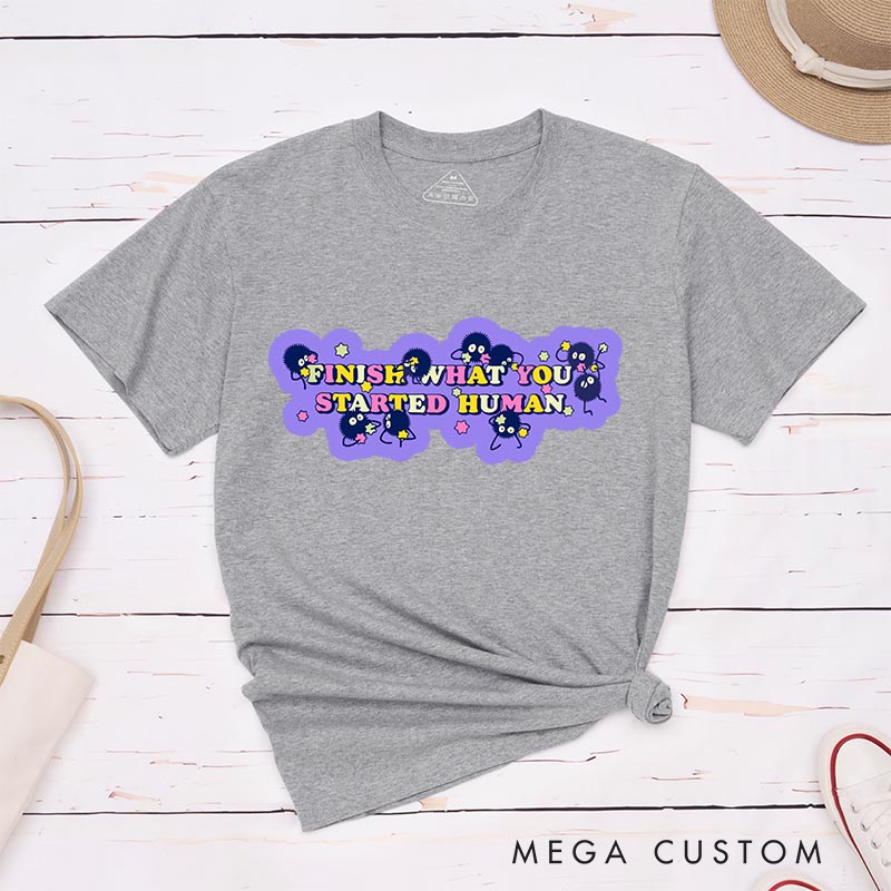 Personalized Anime Classic T-Shirts Finish What You Started Japanese Kawaii Tshirt for Anime Lovers Studio Inspired