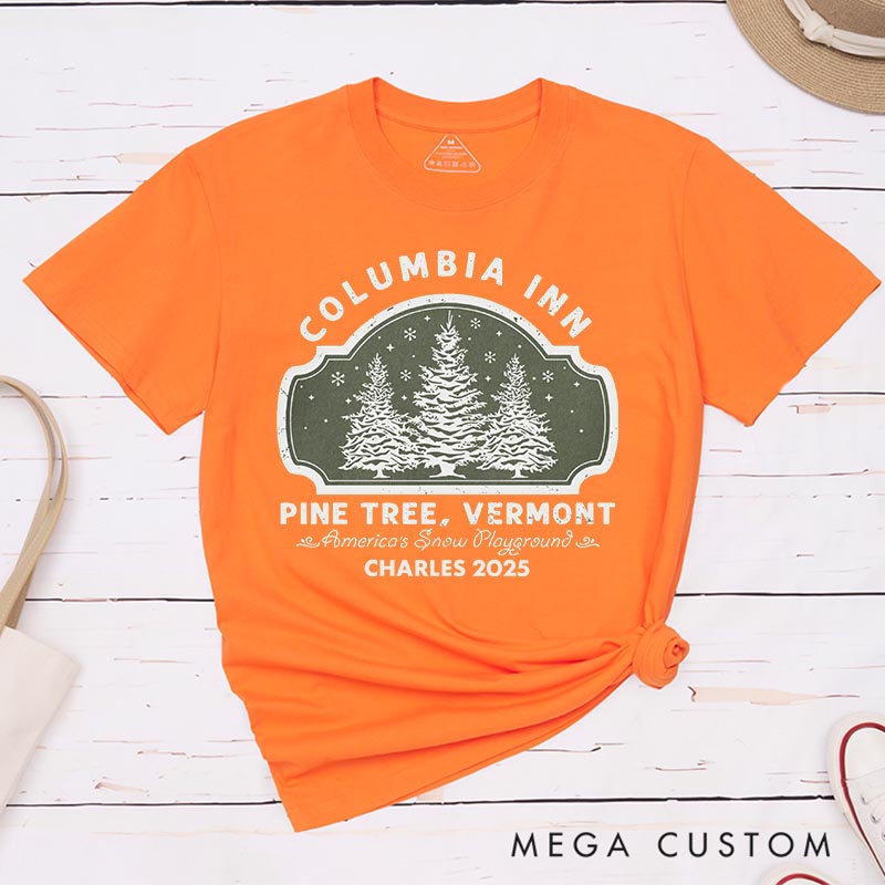 Personalized Pine Tree Inn Christmas Movie Classic T-Shirts Vintage Holiday Movies Tshirt Family Movie Shirt