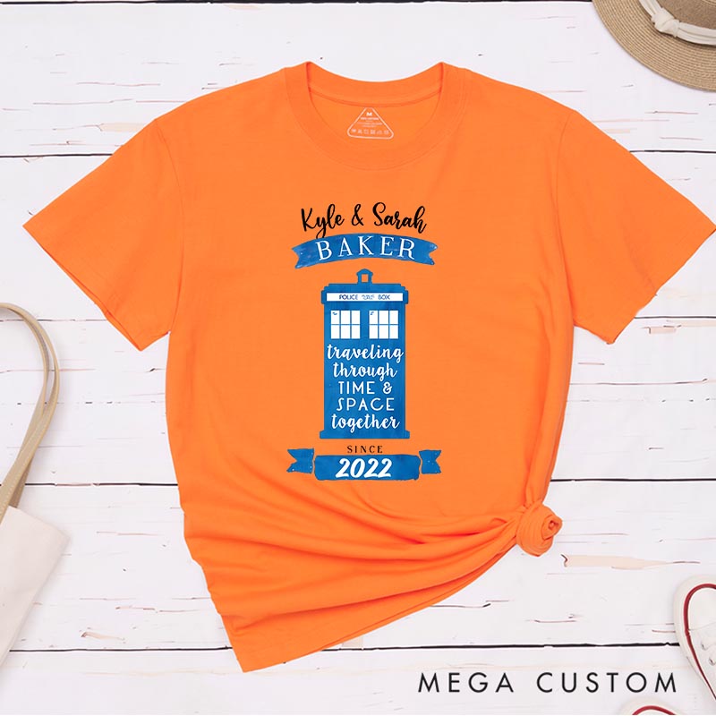 Personalized Couple Police Box Movie Classic T-Shirts Doctor TV Show Tshirt Geek Nerdy Shirt Valentines Day